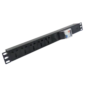 High quality universal standard 5 ways PDU cabinet socket electrical extension socket with earth leakage circuit breaker