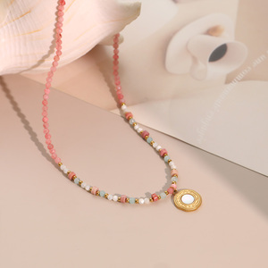 NIMAI Nuovi Arrivi Collana Artigianale in Acciaio Inossidabile con Perle e Pietre Naturali Placcata in Oro 18K Trendy con <span class=keywords><strong>Amazzonite</strong></span> <span class=keywords><strong>Gioielli</strong></span> da Donna - Product Image 5