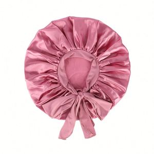 Grand bonnet en satin avec nœud, protection capillaire, bonnet de nuit réglable à longues sangles, logo personnalisé, idéal pour les voyages, pour femmes adultes, cadeaux promotionnels - Product Image 3