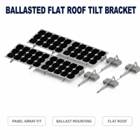 Support de panneau solaire inclinable en aluminium avec base lestée pour toit plat et pied arrière réglable en triangle