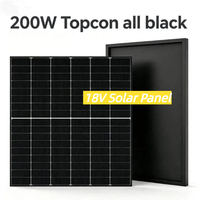Panneau solaire carré de 200W, type N TOPCon, 18V, tout noir, verre trempé, taille personnalisée, pour camping-car, balcon, vente en gros d'usine, système solaire hybride