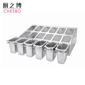 Hotel Buffet Equipment 3/4/5/6/8/10/12 Grid Stainless Steel Sauce Gastronorm Metal Food Container Rack Condiment GN <strong>Pan</strong> <strong>Holder</strong> - Product Image 6