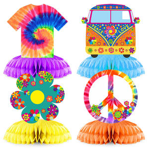 Vintage Hippie 1960s festa di compleanno decorazione bandiera alzando palloncino a nido d'ape Set all'ingrosso - Product Image 3