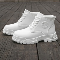Bottes de travail mi-mollet pour hommes, nouvelle collection automne, style britannique, blanches, à semelle épaisse, hydrofuges, bonne adhérence, durables, sportives et décontractées