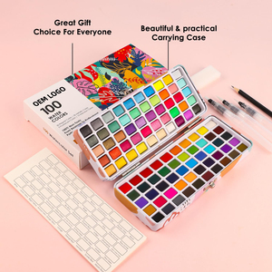 Ensemble <span class=keywords><strong>de</strong></span> <span class=keywords><strong>peinture</strong></span> aquarelle 100 couleurs avec stylos pinceau à eau et <span class=keywords><strong>crayon</strong></span> à dessin, fournitures d'art, kit <span class=keywords><strong>de</strong></span> démarrage parfait pour la <span class=keywords><strong>peinture</strong></span> - Product Image 2