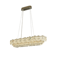 Collection de lustres linéaires de luxe 1000 pièces avec fleurs en verre texturé et pendentifs en forme de goutte d'eau superposés, LED à intensité variable