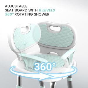 Chaise de douche rotative à 360 degrés, légère, à un clic, avec grand dossier - Product Image 3