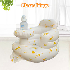 Canapé gonflable pour bébé avec imprimé couronne blanche, chaise en PVC peluche pour enfants, siège moelleux pour apprendre à s'asseoir à la maison - Product Image 3