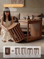 Massivholz Moderner Minimalistischer Klappbarer Couchtisch mit Stauraum für Kleine Wohnungen Wohnzimmer und Essbereich BJ041