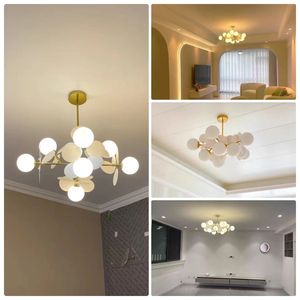 Современная Роскошная нордическая Люстра для детской комнаты, гостиной, столовой, красочный домашний декор, подвесная люстра со стеклянным шаром - Product Image 2