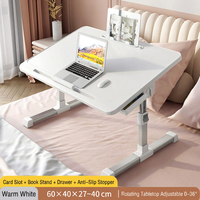 Plateau pliable pour ordinateur portable pour lit, support d'ordinateur réglable en hauteur, table portable avec tiroir pour le travail, les jeux, les études, le bureau