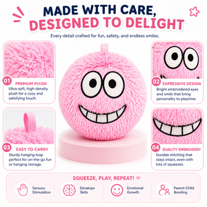 Pallina Morbida e Pelosa con Faccina Divertente, Giocattolo Sensoriale Imbottito Sicuro e Resistente per Bambini, Regalo Perfetto per Compleanni e Viaggi - Product Image 5