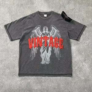 Wholesale Custom Logo Embroidered 300gsm Heavyweight Stone Washed Vintage Cotton <strong>T</strong> <strong>Shirt</strong> Manufacturers - Product Image 1