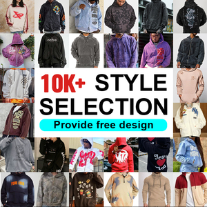 600gsm 100% bông Crochet Puff tất cả trên in áo thun Y2K thời trang dạo phố axit rửa hoodie với Thêu kỹ thuật cho mùa đông - Product Image 2