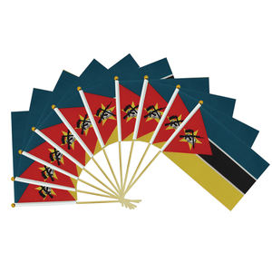 Venta al por mayor Gran oferta países del mundo 14*21cm bandera ondeando a mano de Mozambique con varilla de madera - Product Image 1