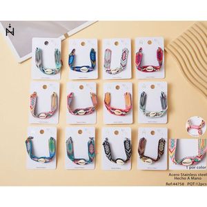 Braccialetti alla moda con cordoncini colorati, fatti a mano, con perline, regolabili, per donne e ragazze, set da 12 pezzi - Product Image 1