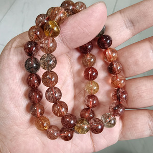 Venta de Pulseras de Cuentas de <span class=keywords><strong>Cuarzo</strong></span> Rutilado Natural de Alta Calidad, Pulseras de <span class=keywords><strong>Cuarzo</strong></span> Rutilado de Colores Variados para Regalos - Product Image 3