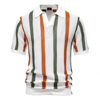 Nouveau Polo Homme Été 2026 à Manches Courtes Personnalisable, Tricoté Respirant à Rayures Creuses pour Chemise Polo, 100% Coton Infroissable