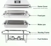 Luxe 8QT rechthoekige roestvrijstalen chafing dish buffetset met voedsel & water voor hotel, restaurant, tafeldecoratie, feestjes en catering