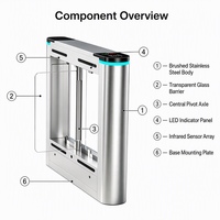 Torniquete Automático con Barrera Abatible, Control de Acceso por Tarjeta RFID, Puerta de Seguridad para Peatones, para Entrada de Oficinas, Vestíbulos y Tiendas