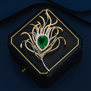 Roche OEM Broche bros merak zirkonia zamrud mewah - Product Image 2