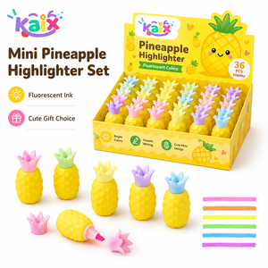 Surligneurs fluorescents mignons <span class=keywords><strong>en</strong></span> forme d'ananas KAIX, pointe biseautée, couleurs vives, pour notes d'étudiant (vente <span class=keywords><strong>en</strong></span> gros) - Product Image 1