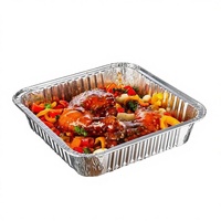 PUSHUN PS-F204 Contenants en aluminium jetables robustes 8''x8'' (20x20 cm) pour plats à emporter, barquettes de cuisson avec couvercle en plastique 1350 ml
