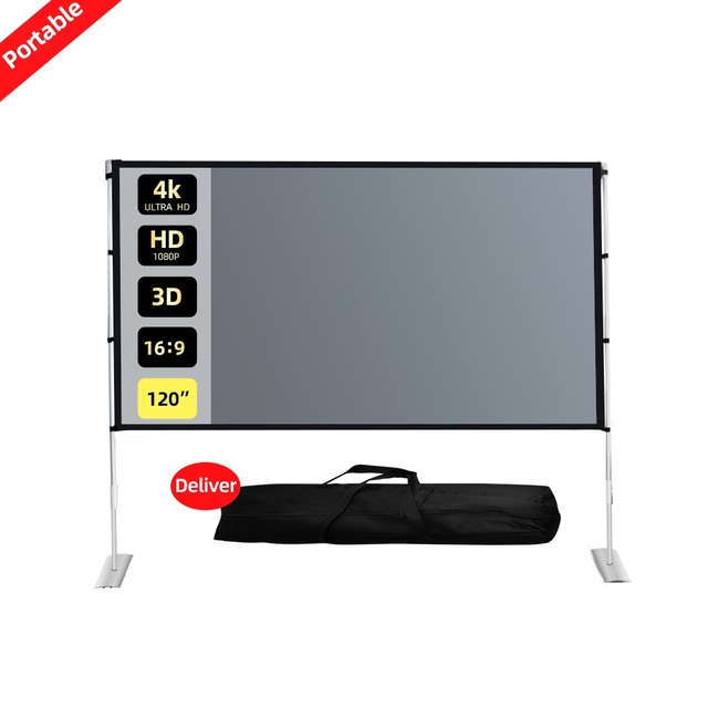 LEJIADA Outdoor Projector Screen Folding ALR Gain Protection Folding Screens 16:9 150 Inch Tripod Projector Screen Stand