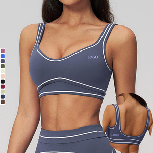 Soutien-gorge de yoga brossé bicolore OEM/ODM, haut de gamme, dos en U élégant, pour le <span class=keywords><strong>sport</strong></span>, la course et le fitness, vêtements de yoga EWX7028 - Product Image 1