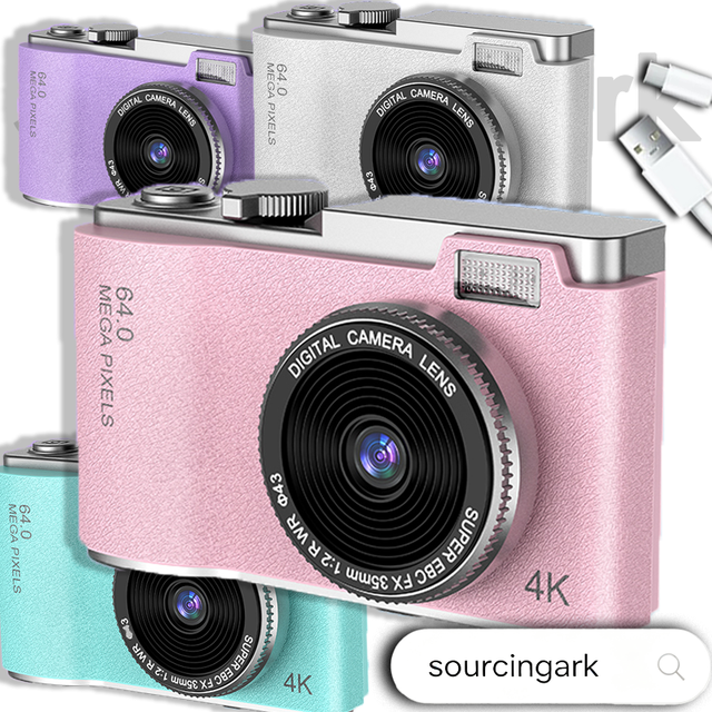 SourcingArk Retro CCD Camera with Beauty Filter for Vintage Aesthetic Photos 64MP HD Video Long Battery Life LK-003