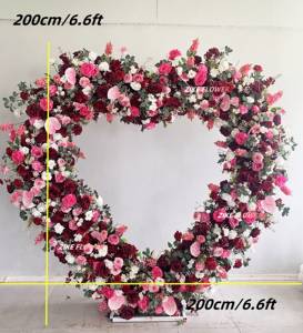 Arco Floreale a Forma di Cuore Personalizzato <span class=keywords><strong>con</strong></span> Supporto, Sfondo di Rose Artificiali per Decorazione Palco Matrimoniale 8 Piedi - Product Image 3