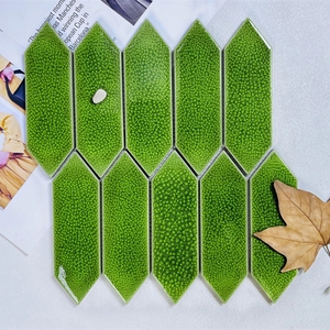 Azulejos de pared de mosaico de cerámica agrietada azul-verde de estilo europeo sólido para baño cocina <span class=keywords><strong>Hotel</strong></span> Clubhouse pared de fondo - Product Image 1
