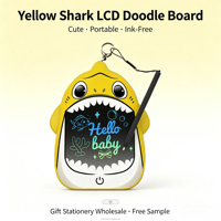 Tablette d'écriture LCD élégante de 5,5 pouces avec dessin animé de requin pour enfants, outils d'apprentissage de l'alphabet, stylet intégré, protection oculaire