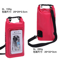 Sac étanche IP68 500D PVC sac sec 2L-Roll Top sac à dos avec étui/pochette de téléphone-accessoires de canotage et de kayak