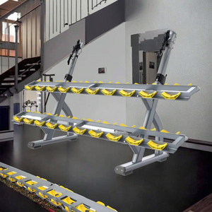 Support de rangement pour haltères à 2 niveaux <span class=keywords><strong>FF49</strong></span>, populaire pour les clubs de sport et les salles de sport, avec plateaux jaunes et noirs - Product Image 2