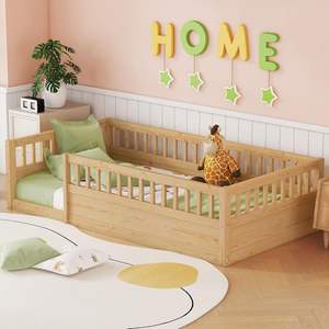 מיטה קומה אחת מעץ מונטסורי עץ עם מגירה עיצוב נייד לחדר שינה או אפשרות סיטונאית בסלון - Product Image 1