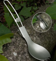 Fourchette et cuillère en titane pur, vaisselle pliante de camping, légère, respectueuse de l'environnement