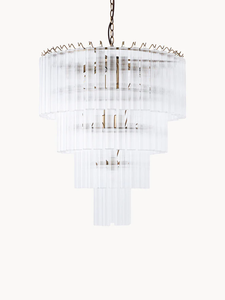 Grande <span class=keywords><strong>Lampadario</strong></span> <span class=keywords><strong>Vintage</strong></span> in Stile Moderno di Metà Secolo con Aste in <span class=keywords><strong>Vetro</strong></span> - Product Image 1