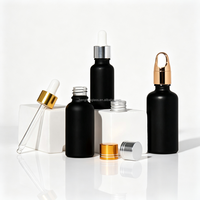 Flacon en verre cosmétique pour huile essentielle, soin de la peau, emballage personnalisé de luxe, noir mat, avec compte-gouttes, 5 ml, 10 ml, 15 ml, 20 ml, 30 ml, 50 ml, 100 ml