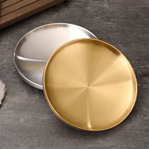 จานกลมสองชั้นสแตนเลสสตีลแบบเกาหลี Sus304 แข็งแรงทนทานสำหรับเสิร์ฟอาหารบาร์บีคิว - Product Image 2