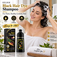 500ml 3 in 1 Sampo Pewarna Rambut Herbal Alami Warna Hitam Pewarna Rambut Berbasis Tumbuhan Label Pribadi OEM ODM