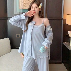 Pigiama ragazze per il tempo libero homewear set di <span class=keywords><strong>cotone</strong></span> <span class=keywords><strong>da</strong></span> donna 3 pezzi <span class=keywords><strong>camicia</strong></span> <span class=keywords><strong>da</strong></span> <span class=keywords><strong>notte</strong></span> a manica lunga <span class=keywords><strong>camicia</strong></span> <span class=keywords><strong>da</strong></span> <span class=keywords><strong>notte</strong></span> <span class=keywords><strong>da</strong></span> donna comodi indumenti <span class=keywords><strong>da</strong></span> <span class=keywords><strong>notte</strong></span> - Product Image 2