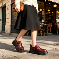 Chaussures plates à boucle tendance, talon épais, style Oxford, chaussures à plateforme vintage pour femmes, chaussures décontractées pour le bureau au quotidien
