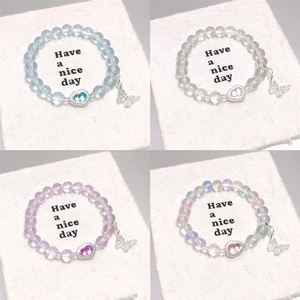 Crystal Glaze <b>Beaded</b> Gourd <b>Bracelet</b> Sweet Jewelry Women's Butterfly <b>Bracelet</b> Fantasy Popcorn Cracked Crystal Beads <b>Bracelet</b> - Product Image 1