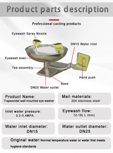 Yüksek Kaliteli Endüstriyel 304 Paslanmaz Çelik Duvara Monte Göz Yıkama Cihazı Taşınabilir Acil Durum Sınır Ötesi Fabrika Güvenlik Koruması - Product Image 6