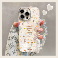 Étui de téléphone portable magnétique en TPU mat pour 17 Pro Max avec motif floral de dessin animé pour les utilisatrices