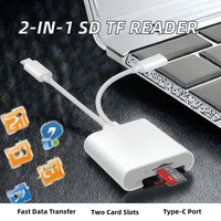 Adaptateur de carte SD TF CF externe portable haute vitesse Type-C 2 en 1, connecteur multi-emplacements, lecteur de carte mémoire