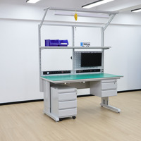 Estación de Trabajo ESD para Laboratorio DETALL con Luz LED, Riel de Alimentación y Almacenamiento de Herramientas para Ensamblaje de Semiconductores, Fabricante OEM