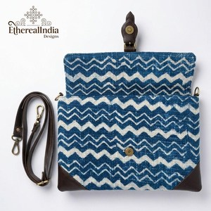 Blue Ikat Block Print Sling Bag Wholesale Boho Chevron Cotton Crossbody Purse Handmade <b>Shoulder</b> Bag Export India - Product Image 6