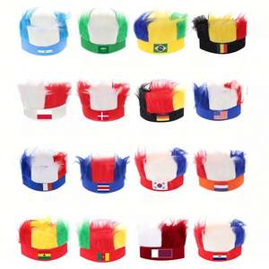 Diadema de Peluca de Fútbol 2026 - Colores Personalizados de la Bandera de EE. UU., Argentina, Francia, Cabello Sintético para Fiestas de Fútbol, Eventos Deportivos y Animación - Product Image 2